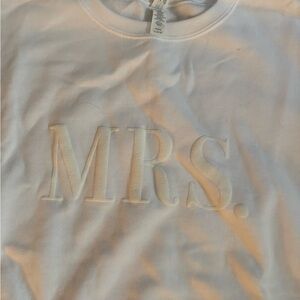 White 'MRS.' Embroidered Sweatshirt
